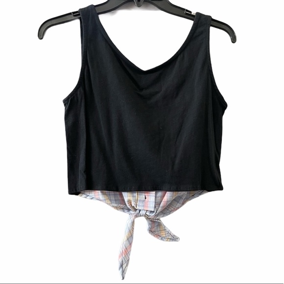 Furst Of A Kind plaid tie front blouse one size - Picture 2 of 13